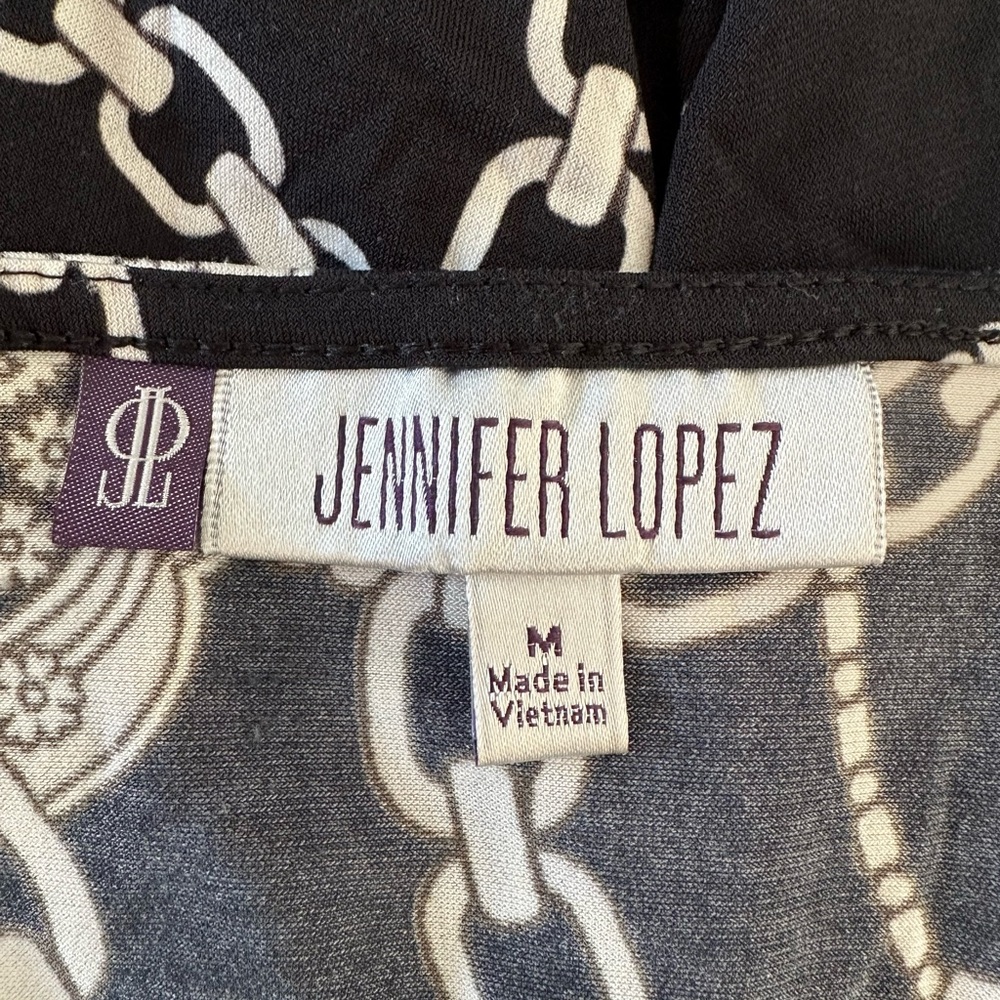 Jennifer Lopez Black & White Chain Print Sleeveless Dress – Size M - Picture 4 of 6